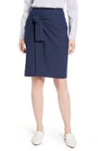 Petite Women's Halogen Side Tie Pencil Skirt P - Blue