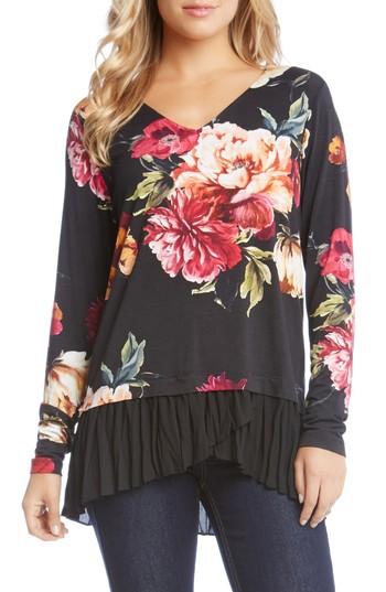Women's Karen Kane Sheer Hem Top - Black