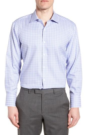 Men's Tailorbyrd Neil Trim Fit Check Dress Shirt - 32/33 - Purple
