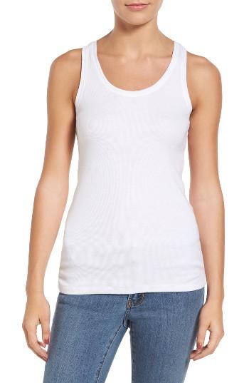 Women's Caslon Ribbed Racerback Tank - White