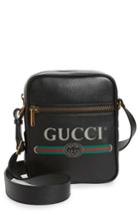 Men's Gucci Logo Leather Messenger Bag - None