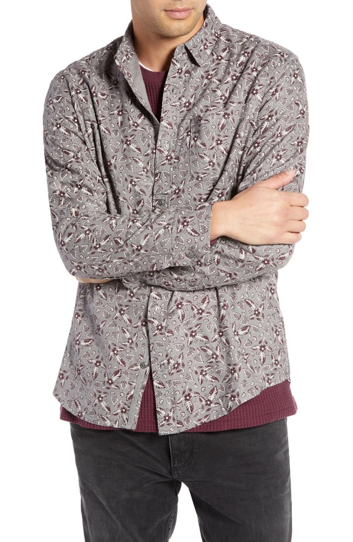 Men's Treasure & Bond Regular Fit Paisley Sport Shirt, Size - Grey