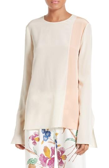 Women's Diane Von Furstenberg Slit Cuff Colorblock Silk Blouse
