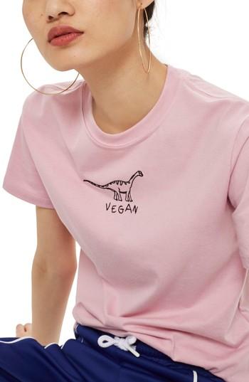 Women's Topshop By Tee & Cake Vegan Dino T-shirt Us (fits Like 0) - Pink