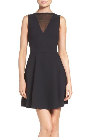 Women's French Connection 'viola' Stretch Fit & Flare Dress - Black