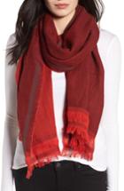 Women's Eileen Fisher Woven Stripe Scarf, Size - Red