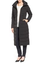 Women's Bernardo Quilted Long Coat With Down & Primaloft Fill, Size - Black