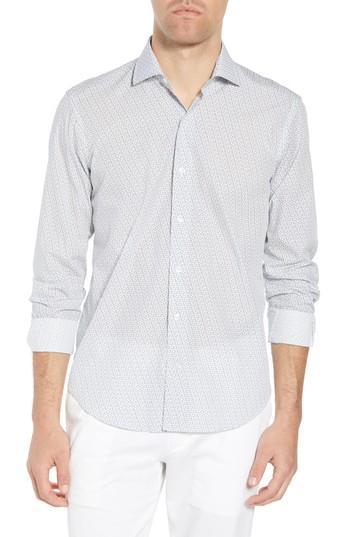 Men's Culturata Trim Fit Bicycle Print Sport Shirt - White