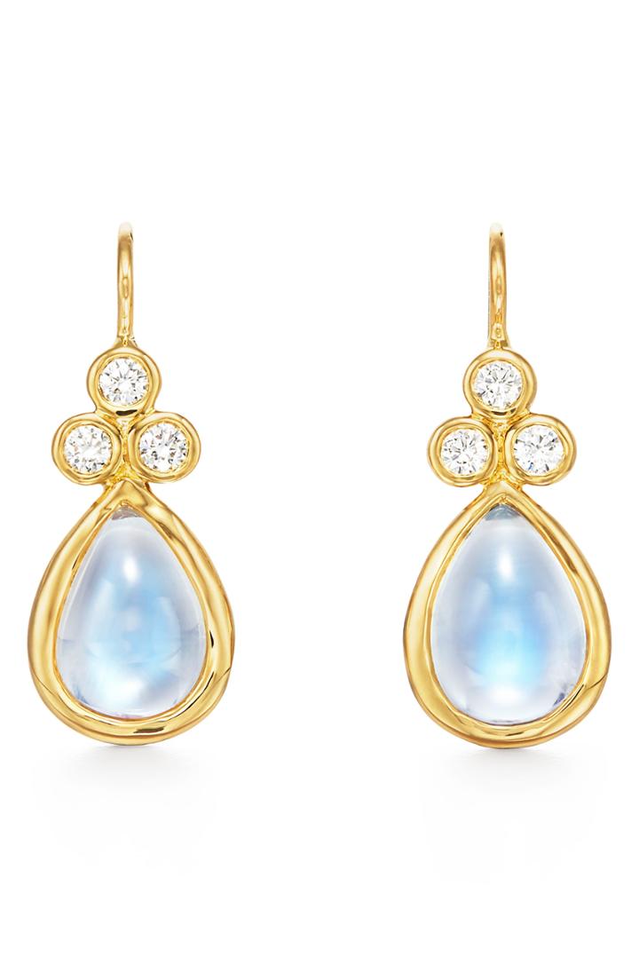 Women's Temple St. Clair Pear Moonstone & Diamond Drop Earrings