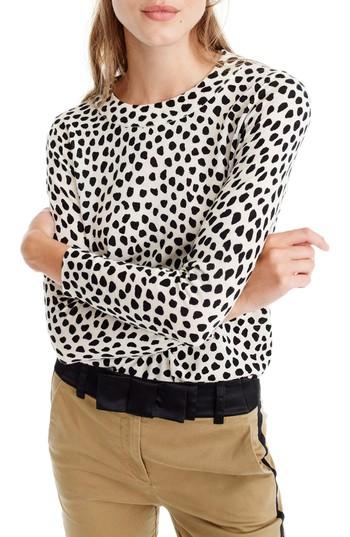 Women's J.crew Tippi Cat Print Wool Sweater - Ivory