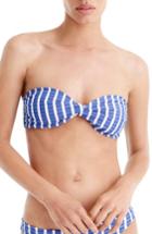 Women's J.crew Mer Puckered Stripe Bandeau Bikini Top, Size - Blue