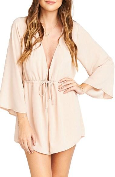 Women's Show Me Your Mumu Roxy Plunging Tie Waist Romper - Pink