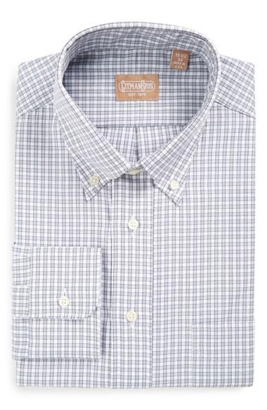 Men's Gitman Regular Fit Gingham Check Dress Shirt .5 32 - Grey