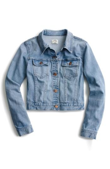 Women's J.crew Crop Denim Jacket - Blue