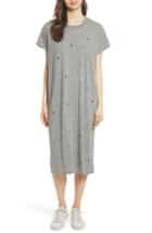 Women's The Great. The Boxy Embroidered T-shirt Dress - Grey