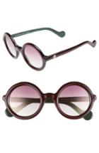 Women's Moncler 50mm Gradient Lens Round Sunglasses - Burgundy/ Burgundy Mirror