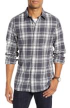 Men's 1901 Plaid Utility Long Sleeve Trim Fit Sport Shirt, Size - Grey