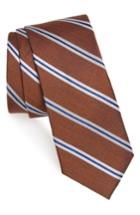 Men's Nordstrom Men's Shop Crosby Stripe Silk Blend Tie, Size - Orange