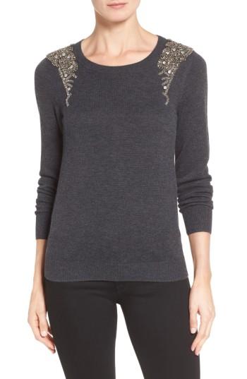 Women's Halogen Embellished Shoulder Sweater