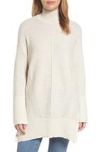 Women's Caslon Ribbed Turtleneck Tunic Sweater, Size - Beige