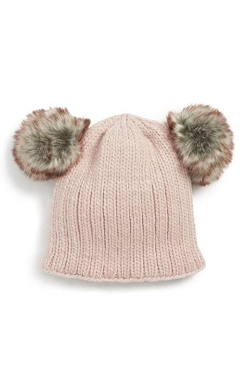 Women's Nirvanna Designs 'double Pom' Knit Beanie - Pink