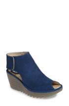 Women's Fly London Yahl Open Toe Platform Wedge .5-6us / 36eu - Blue
