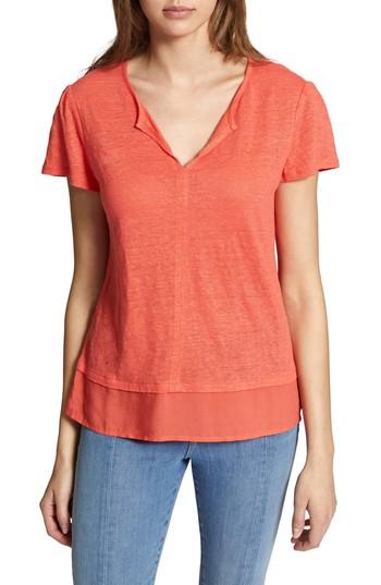Women's Sanctuary Uptown Tiered Hem Linen Tee, Size - Orange