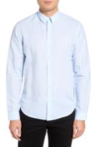 Men's Theory Rammy Trim Fit Linen & Cotton Sport Shirt - Blue