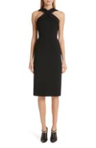 Women's Jason Wu Compact Crepe Ruffle Trim Dress - Black