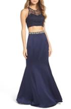 Women's Sequin Hearts Embellished Two-piece Gown