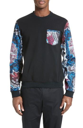 Men's Versace Jeans Mixed Media Sweatshirt - Black