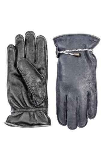 Men's Hestra 'granvik' Leather Gloves - Black