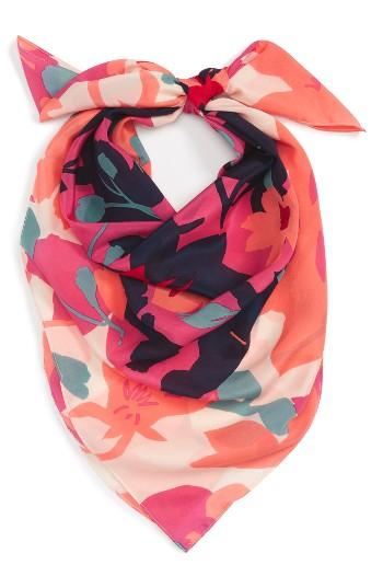 Women's Halogen Kelley Floral Square Silk Scarf, Size - Pink
