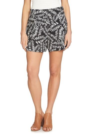 Women's 1.state Palm Print Flat Front Shorts, Size - Black