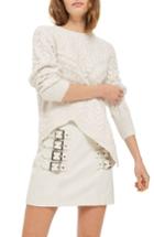 Women's Topshop Asymmetrical Cable Knit Sweater Us (fits Like 0) - Beige