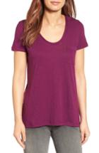 Women's Caslon Rounded V-neck Tee, Size - Purple