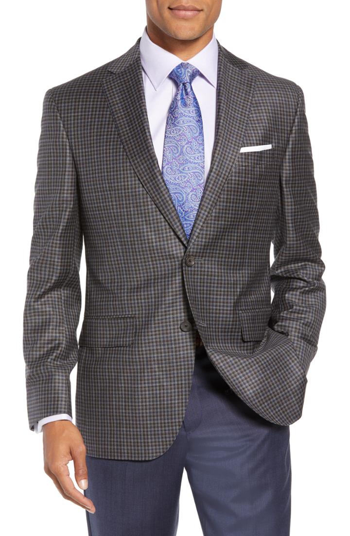 Men's David Donahue Connor Classic Fit Check Wool Sport Coat L - Grey