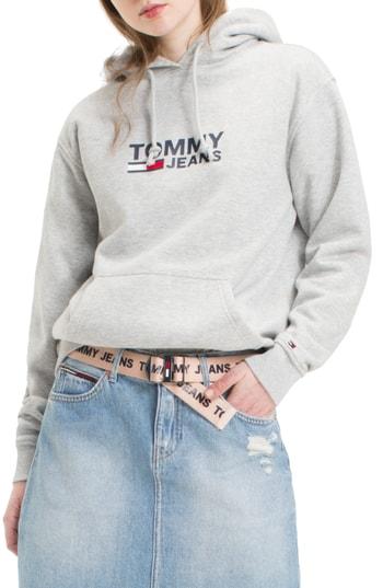Women's Tommy Jeans Tjw Flag Logo Hoodie, Size - Grey