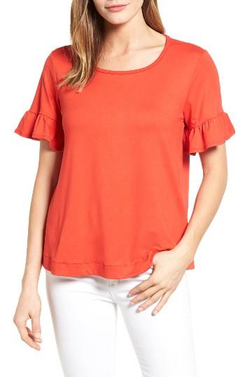 Women's Bobeau Bell Sleeve Tee - Red