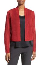 Women's Eileen Fisher Organic Linen Blend Crop Cardigan, Size - Red