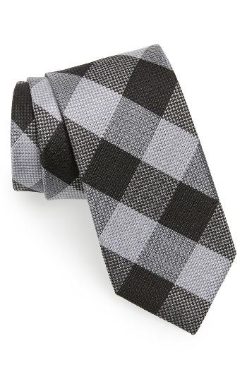 Men's Calibrate Check Silk Tie, Size - Black