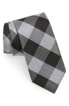 Men's Calibrate Check Silk Tie, Size - Black