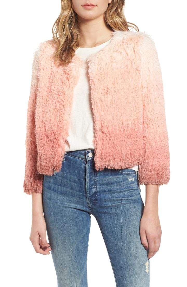 Women's Kendall + Kylie Oversize Faux Mink Fur Moto Jacket