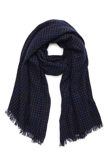 Men's Hickey Freeman Windowpane Plaid Cashmere Scarf, Size - Blue