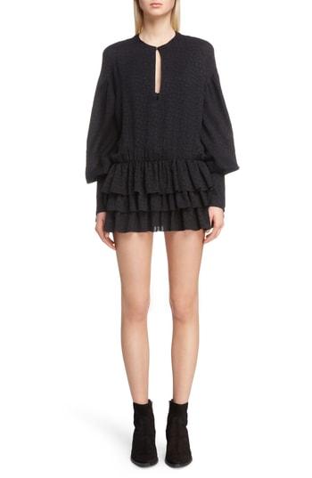 Women's Saint Laurent Floral Jacquard Minidress Us / 36 Fr - Black