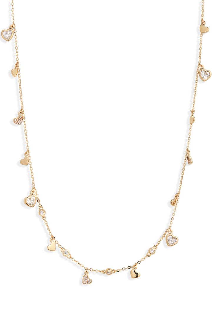Women's Nordstrom Heart & Bezel Shaky Station Necklace