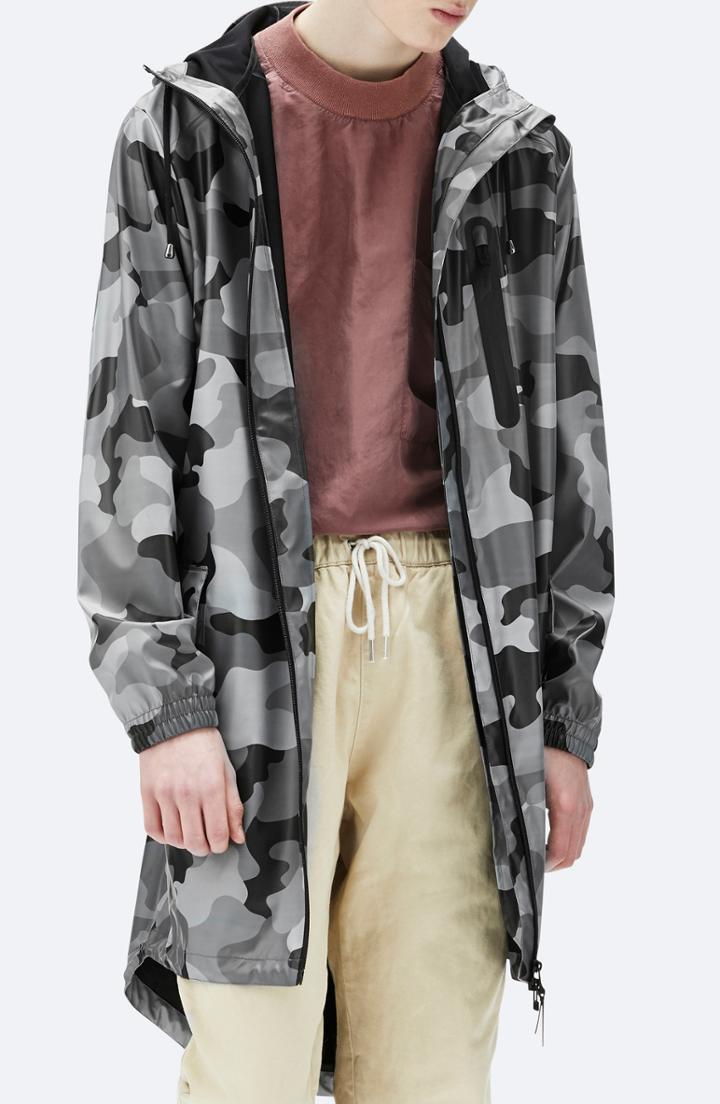 Men's Rains Camo Waterproof Rain Parka - Green