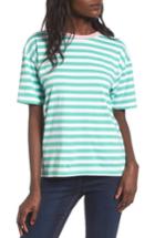 Women's Topshop Contrast Neck Stripe Tee Us (fits Like 0) - Green