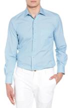 Men's David Donahue Regular Fit Fine Stripe Print Sport Shirt - Green
