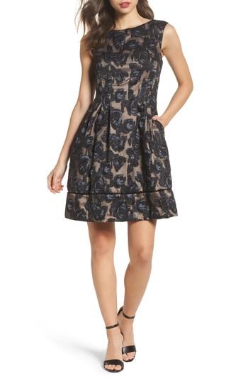 Women's Vince Camuto Burnout Fit & Flare Dress - Black